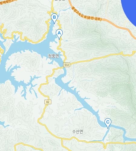 카카오맵에서 본 제천수상레저 주변 지도